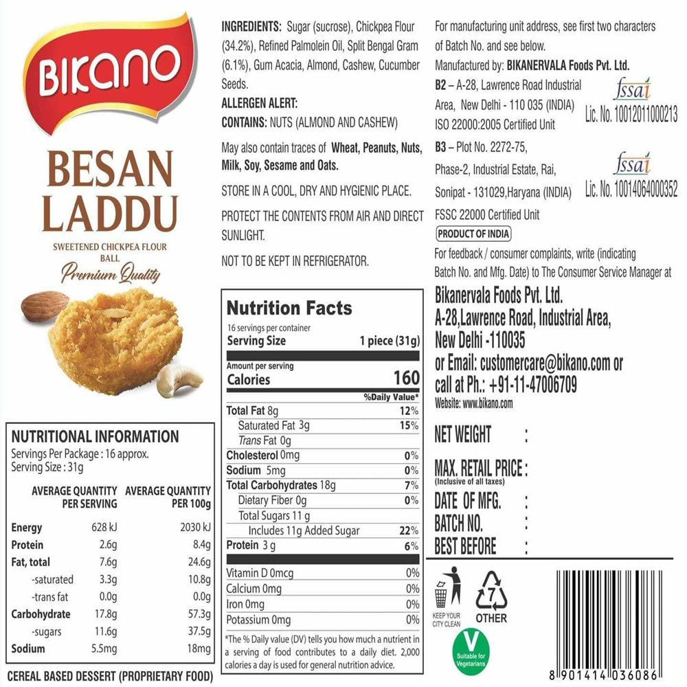 Bikano Besan Laddoo | Swadesiicart