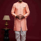 Raivat Ethnic Banarasi Jacquard Embroidery Semi Indo Western Sherwani In Pink Colour | Swadesiicart