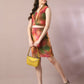 Myshka Women's Multi Printed Shawl Neck Party Top With Skirt Co-ord set - Swadesiicart
