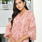 Vaasva Women's Peach Cotton Printed Kurta Pant Set | Swadesiicart