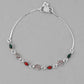 VOJ Set of 2 Silver Plated Heart Shaped Multi Color Anklet - Swadesiicart