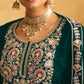 Anaita Dark Green Embroidered with Beads Velvet Stitched Plazo Suit