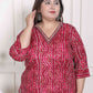 Miravan Women's Plus Size Bandhej Printed Rayon Kurta Magenta - Swadesiicart