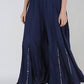Mominos Fashion Navy Blue Viscose Rayon Flared Palazzo with Mirror Lace Work - Swadesiicart
