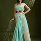 Vishnu Weaves Women's Sea-Green Soft Silk Zari Woven Saree with Blouse - Swadesiicart