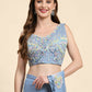 Blue Lycra Solid Ready to wear Saree with stitched Blouse - Vanita | Swadesiicart