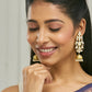 Nuyug 22K Gold-Plated Regal Kundan Stone Studded & Pearl Drop Jhumkas | Swadesiicart