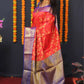 Jyoti Fashion Women's Red Kanjivaram Silk Zari Woven Saree with Blouse | Swadesiicart
