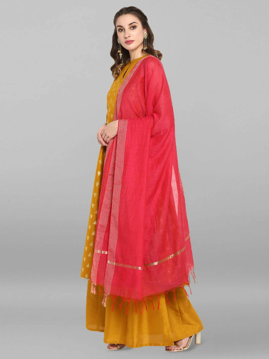 Janasya Women's Mustard Rayon Foil Print Kurti With Palazzo | Swadesiicart