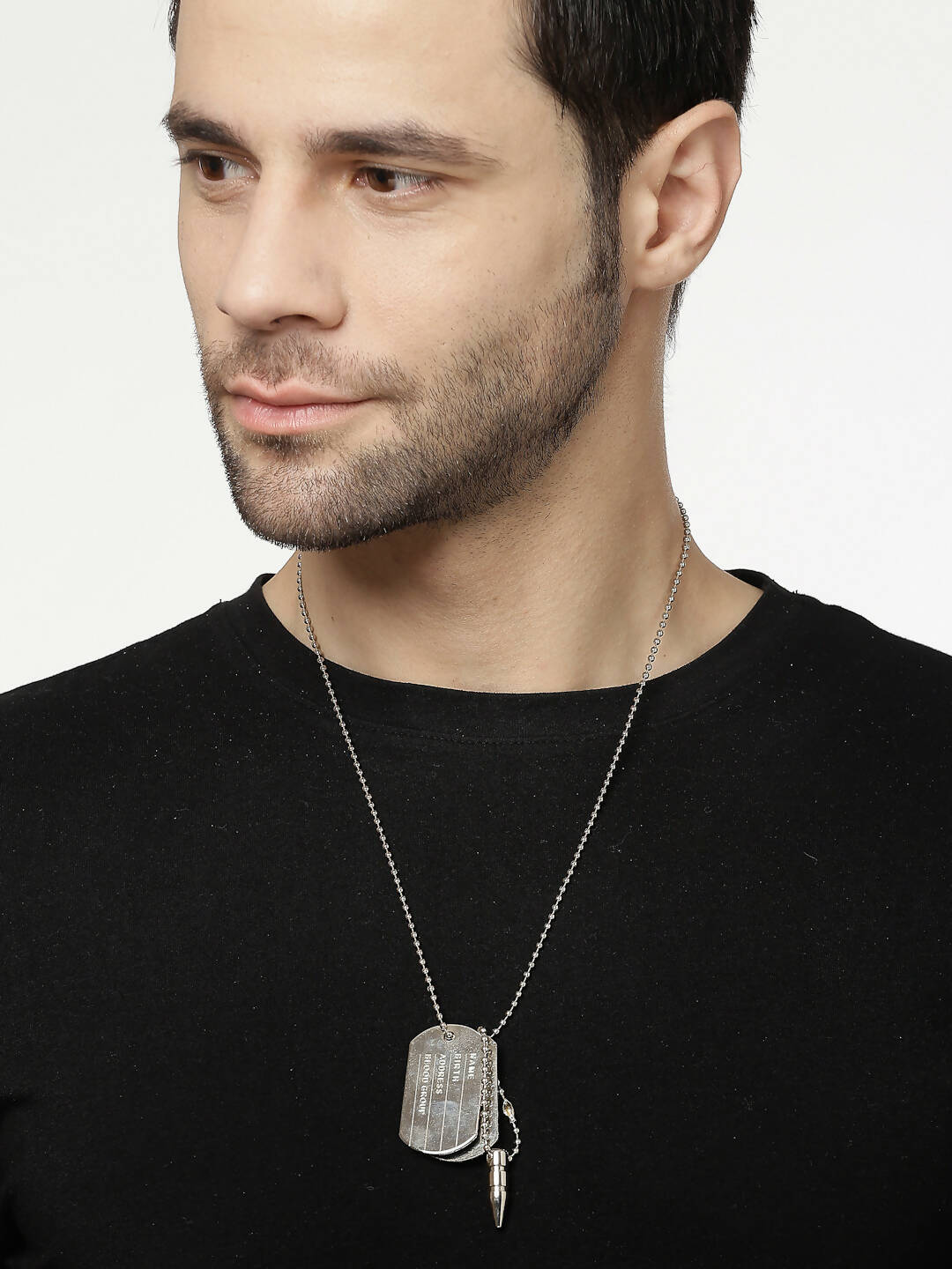 NVR Men Silver Plated Milletry Style Pendent With Chain | Swadesiicart