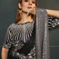 Black Silk Crepe Satin Cord Sequence & Thread Embroidered & Stone Work Saree - Moh-Manthan Royal Enigma