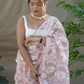 Vamsee Amisha Peach Organza Saree - Swadesiicart