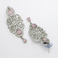 NVR Women's silver plated & Pink CZ stone handcrafted jewellery set - Swadesiicart