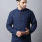Even Apparels Navy Pure Cotton Men's Kurta With Band Collar | Swadesiicart