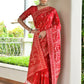 Vishnu Weaves Women's Red Handloom Raw Silk Thread Weaving Saree with Blouse - Swadesiicart