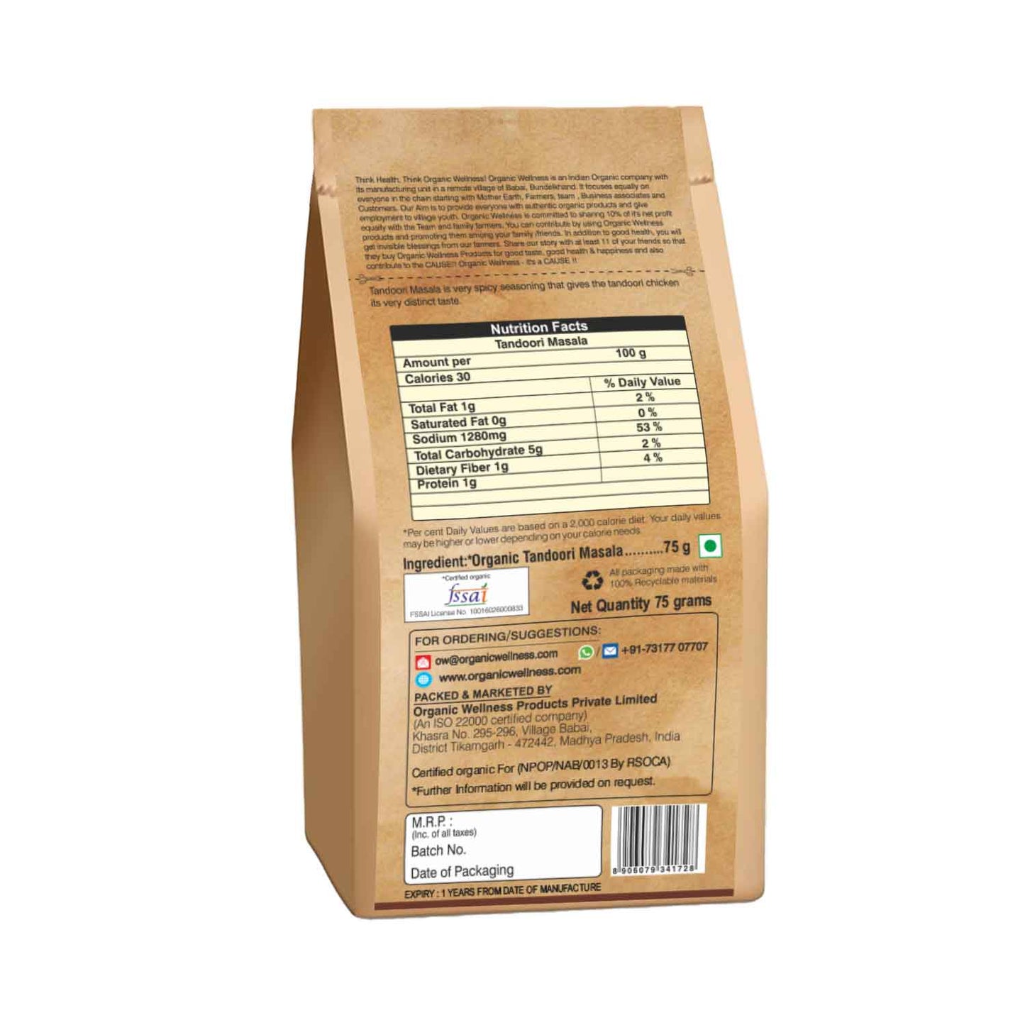 Organic Wellness Tandoori Masala - Swadesiicart