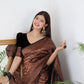 Vamika Weaving Banarasi Jacquard black Kanjivaram Saree | Swadesiicart