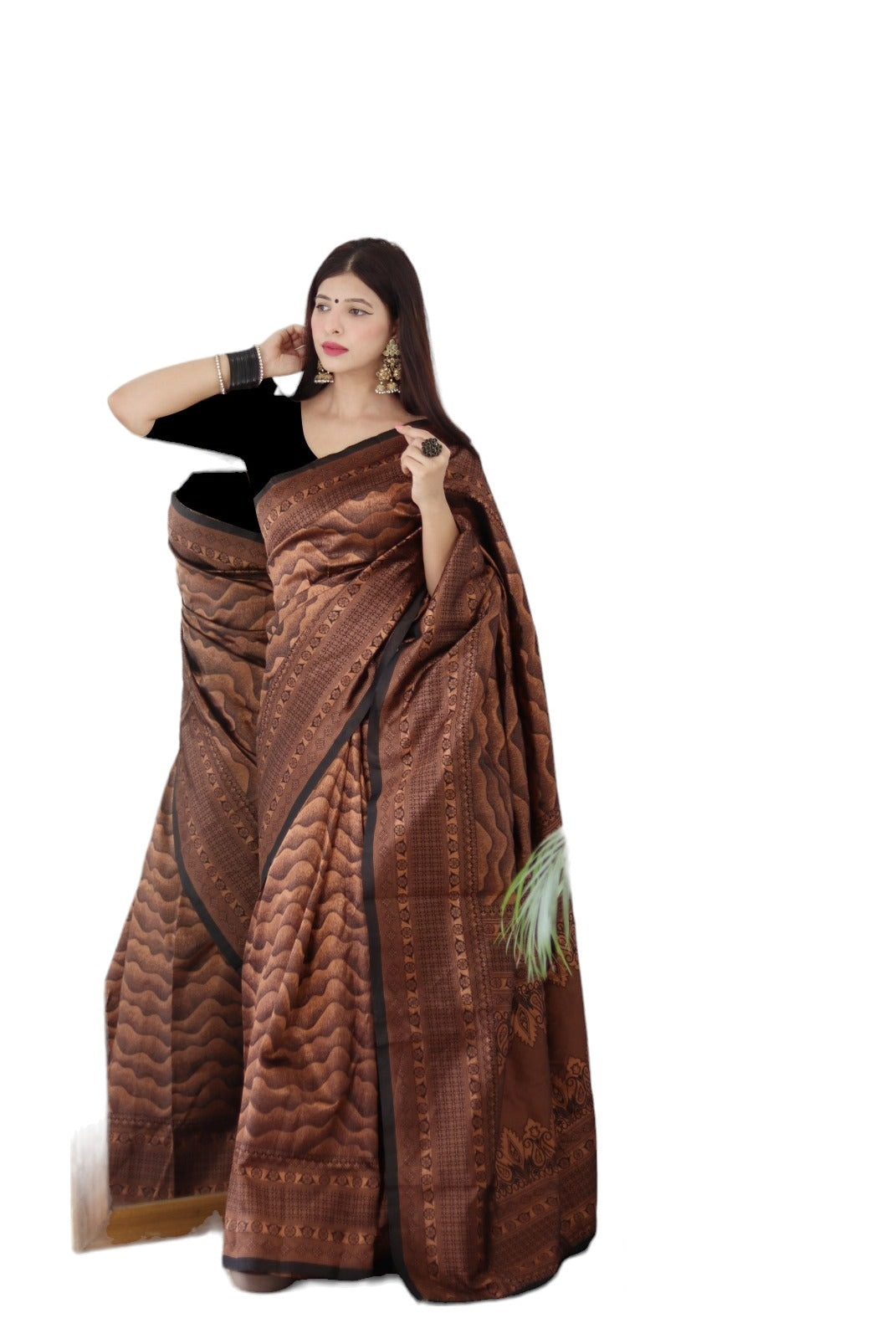 Vamika Weaving Banarasi Jacquard black Kanjivaram Saree | Swadesiicart