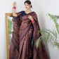Vamika Weaving Banarasi Jacquard navy Kanjivaram Saree | Swadesiicart