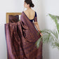 Vamika Weaving Banarasi Jacquard navy Kanjivaram Saree | Swadesiicart