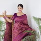 Vamika Weaving Banarasi Jacquard Purple Kanjivaram Saree | Swadesiicart