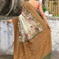 Joban Fashion Olive Green And Ivory Pure Crepe Pure Handloom Banarasi Silk Saree | Swadesiicart