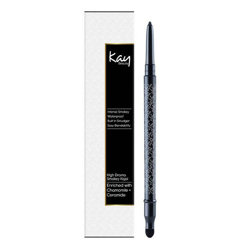 Kay Beauty By Katrina Kaif Waterproof Smokey Kajal with Smudger - Raven Hue | Swadesiicart