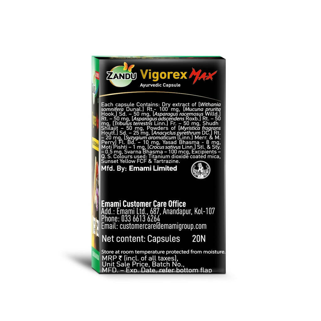 Zandu Vigorex Max Capsules - Swadesiicart