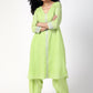 trueBrowns Green Silver Laced Kurta- Ruffled Pant | Swadesiicart