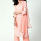 trueBrowns Peach Gota Slit Kurta-Pant-Dupatta | Swadesiicart