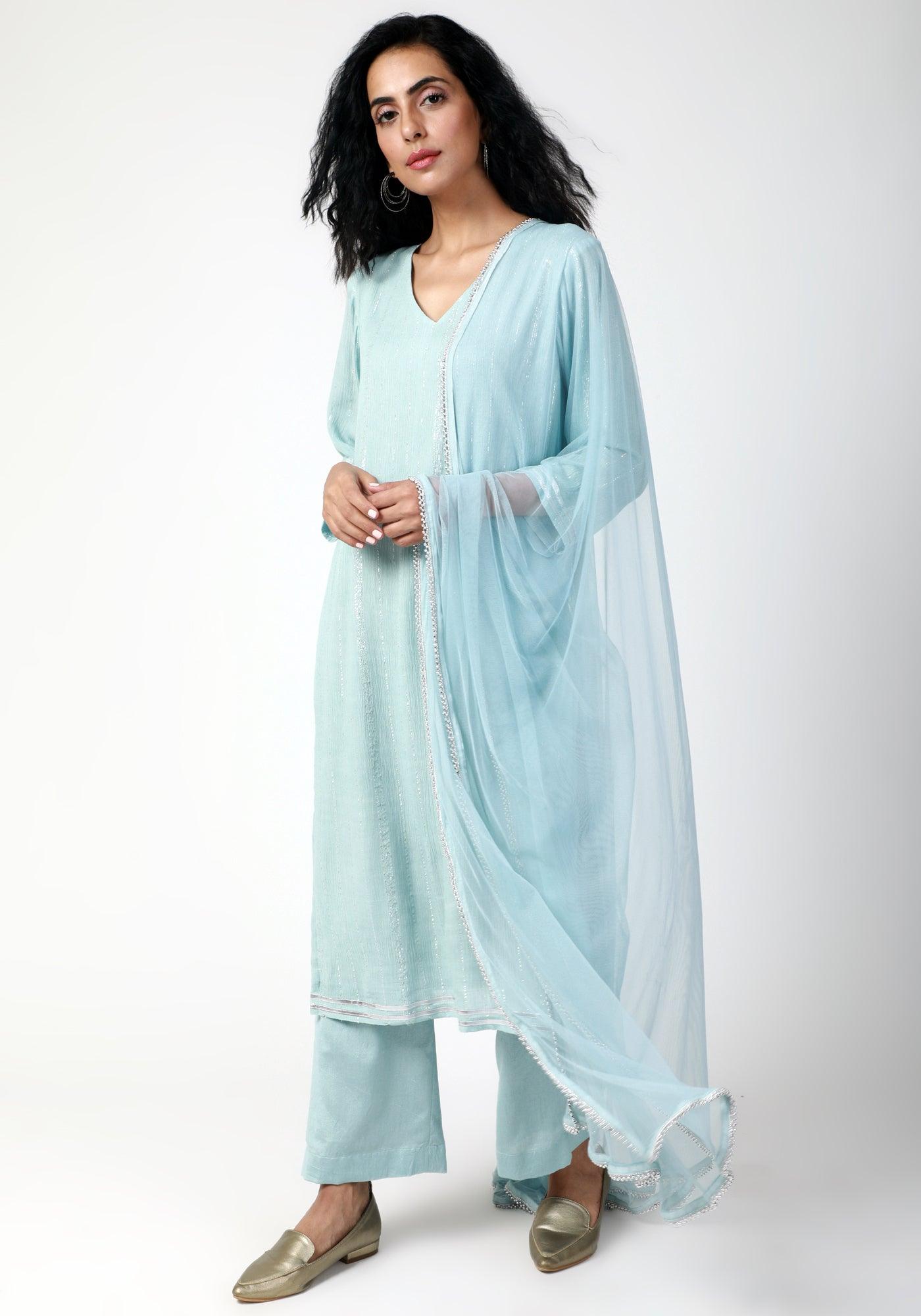 trueBrowns Gota Slit Kurta-Pant-Dupatta | Swadesiicart