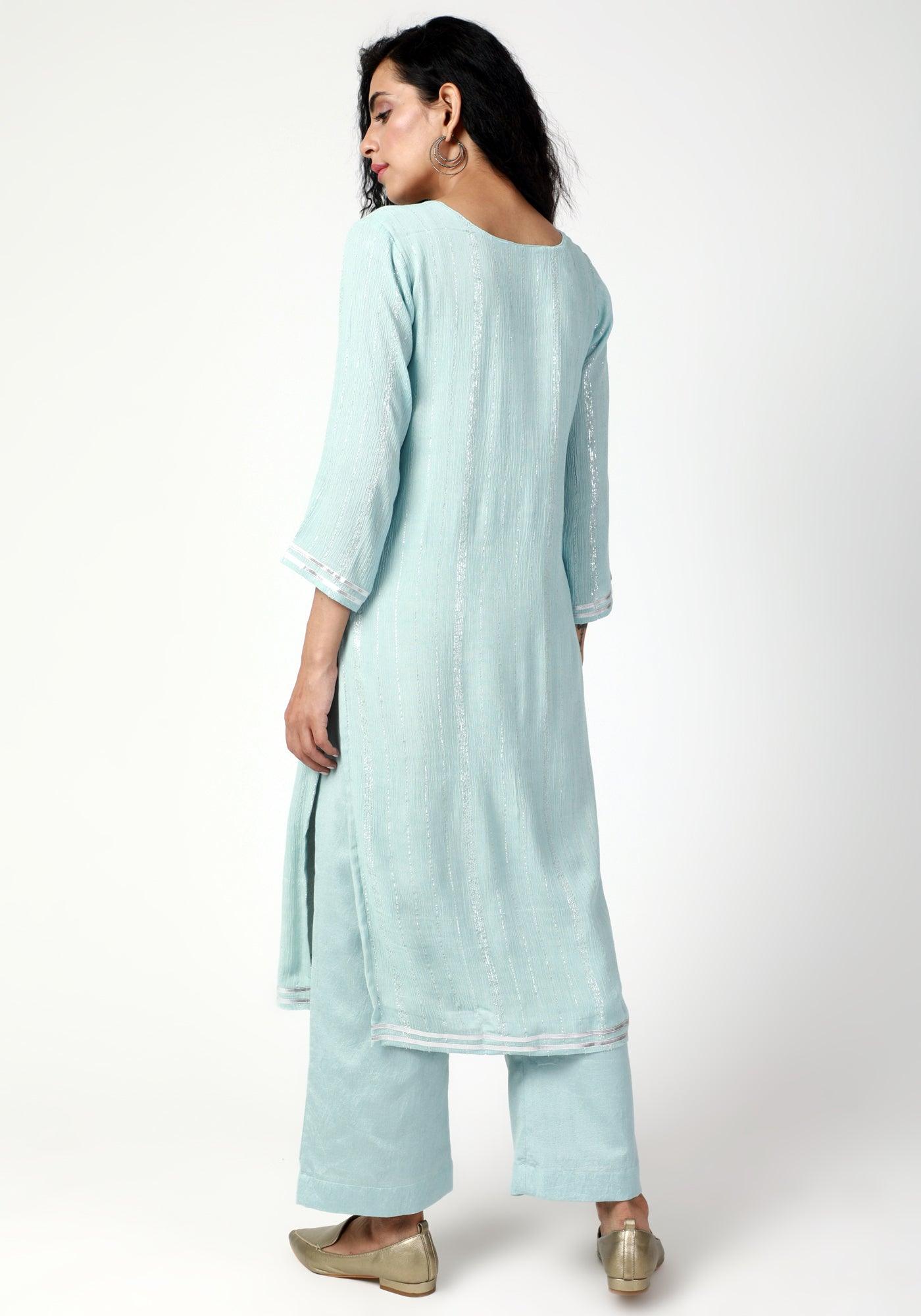 trueBrowns Gota Slit Kurta-Pant-Dupatta | Swadesiicart