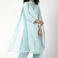 trueBrowns Blue Gota Slit Kurta-Ruffled Pant-Dupatta | Swadesiicart
