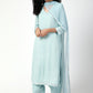 trueBrowns Blue Gota Slit Kurta-Ruffled Pant | Swadesiicart