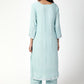 trueBrowns Blue Gota Slit Kurta-Ruffled Pant-Dupatta | Swadesiicart