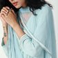 trueBrowns Blue Gota Slit Kurta-Ruffled Pant | Swadesiicart