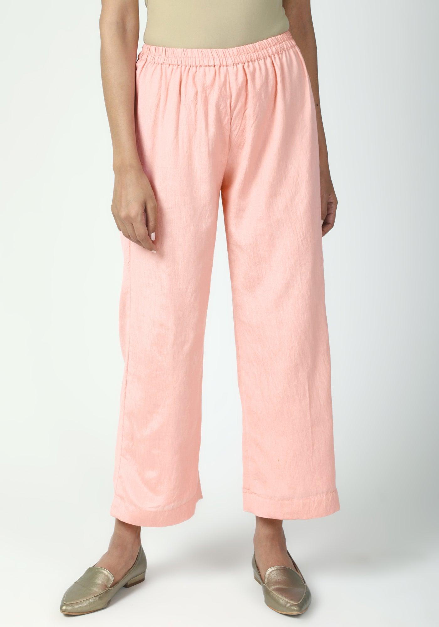 trueBrowns Peach Laced Kurta-Pant-Dupatta | Swadesiicart