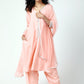 trueBrowns Peach Laced Kurta-Ruffled Pant-Dupatta | Swadesiicart