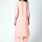 trueBrowns Peach Laced Kurta-Ruffled Pant-Dupatta | Swadesiicart