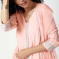 trueBrowns Peach Laced Kurta-Ruffled Pant-Dupatta | Swadesiicart