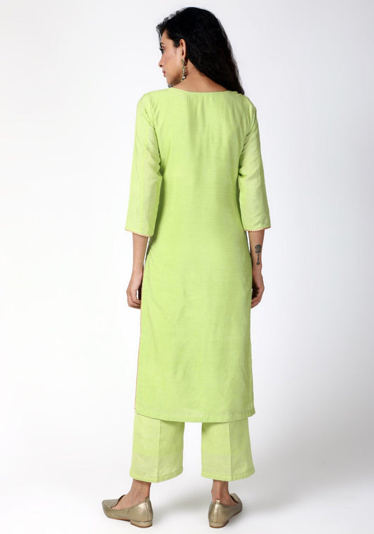 trueBrowns Green Gota Kurta-Pant-Dupatta | Swadesiicart