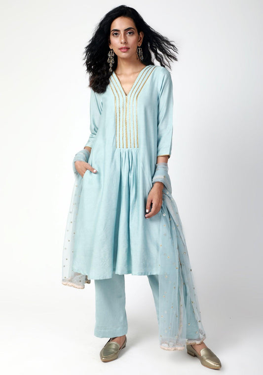 trueBrowns Blue Gota Kurta | Swadesiicart