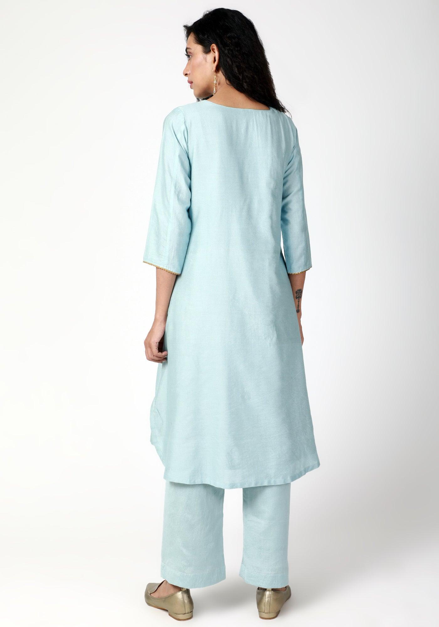trueBrowns Blue Gota Kurta | Swadesiicart