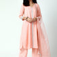 trueBrowns Peach Silver Laced Kurta-Pant-Dupatta | Swadesiicart