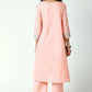 trueBrowns Peach Silver Laced Kurta-Pant-Dupatta | Swadesiicart
