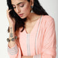 trueBrowns Peach Silver Laced Kurta-Pant-Dupatta | Swadesiicart