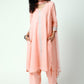 trueBrowns Peach Silver Laced Kurta- Ruffled Pant-Dupatta | Swadesiicart