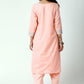 trueBrowns Peach Silver Laced Kurta- Ruffled Pant-Dupatta | Swadesiicart