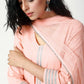 trueBrowns Peach Silver Laced Kurta- Ruffled Pant-Dupatta | Swadesiicart