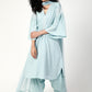 trueBrowns Blue Silver Laced Kurta- Ruffled Pant-Dupatta | Swadesiicart